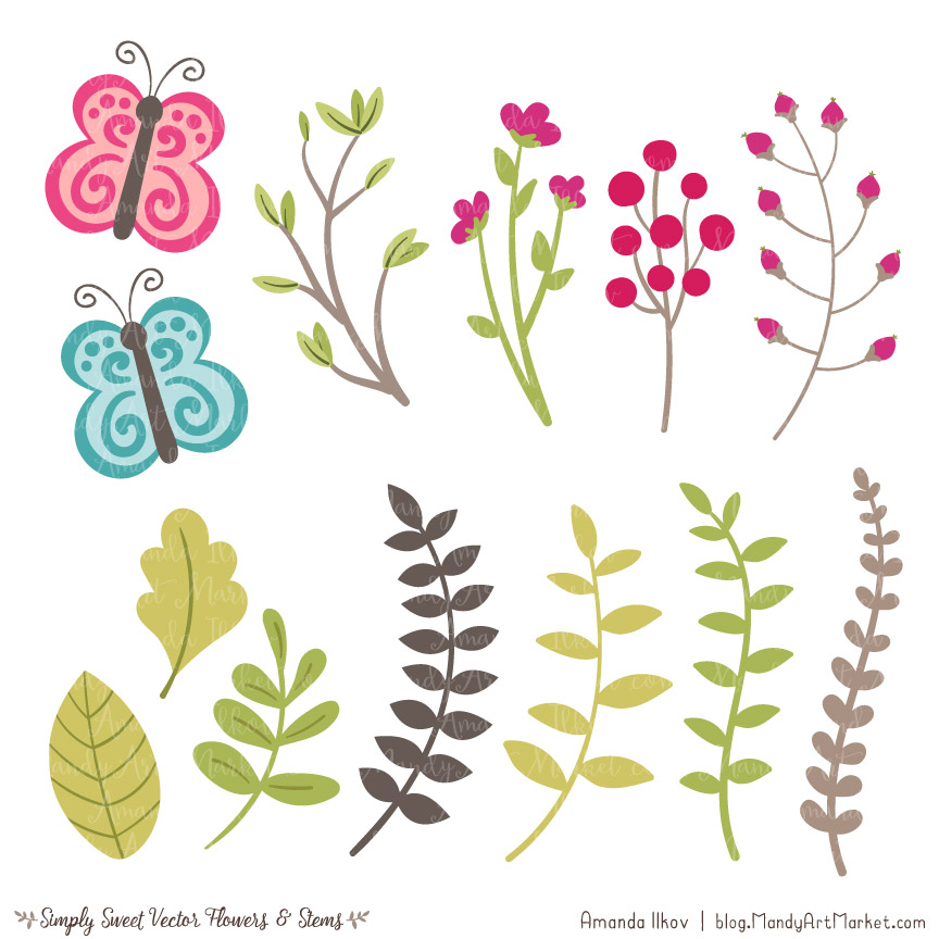 864x864 Bohemian Flower Clipart Vectors
