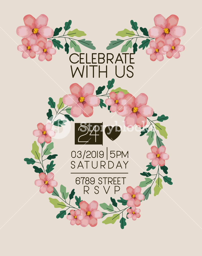 790x1000 Celebrate With Us Card Floral Crown Vector Illustration Design