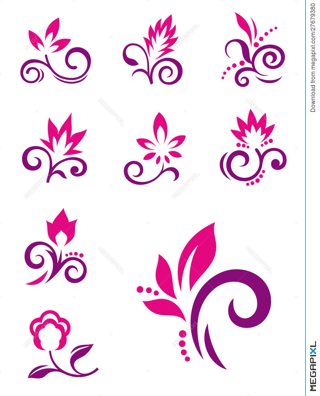 648x800 Floral Design Elements Vector Flower Icons Illustration