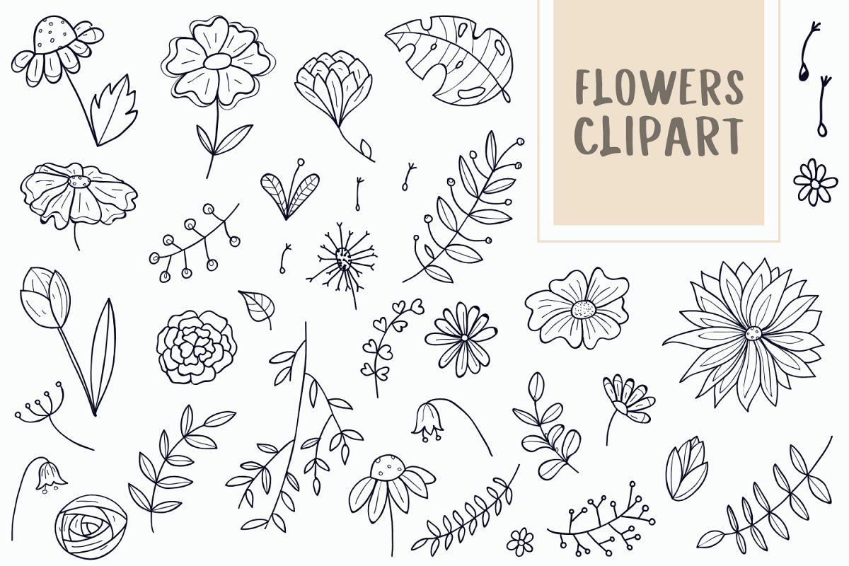 1200x800 Flower Doodle Vector Images