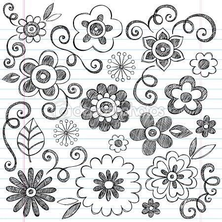 450x450 Flowers Sketchy Notebook Doodles Vector Design Elements