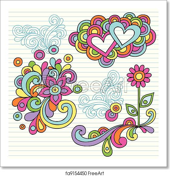 561x581 Free Art Print Of Flower Power Notebook Doodle Vector Flower