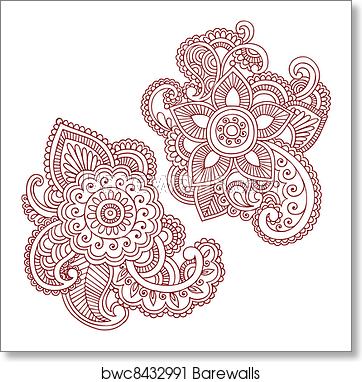 362x382 Henna Flower Doodles Vector Design Art Print Barewalls Posters
