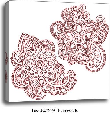 382x390 Henna Flower Doodles Vector Design Canvas Print Barewalls