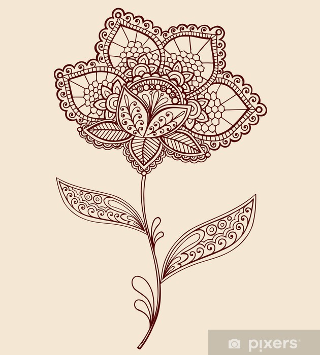 630x700 Lace Henna Flower Doodle Vector Illustration Wall Mural Pixers