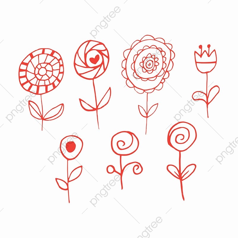 800x800 Set Of Flower Doodle Sketch, Flower, Floral, Love Png And Vector