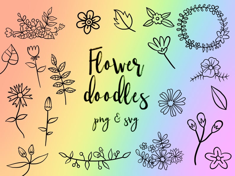 794x596 Flower Doodle Clipart Clip Art Cute Doodles Vector Etsy