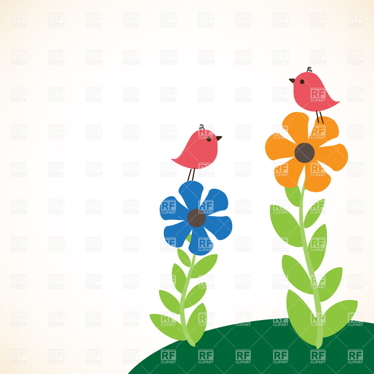 1200x1200 Simple Birds And Flowers Drawing Vector Image Of Plants