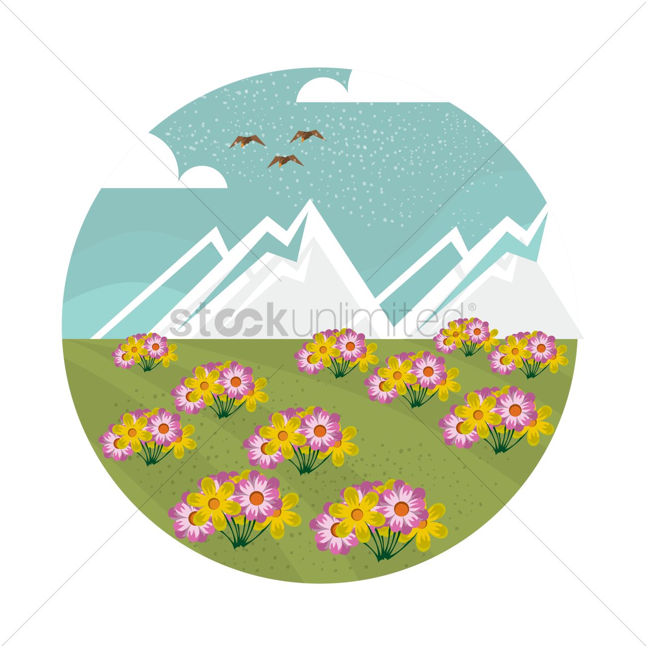 1300x1300 Flower Field Vector Image