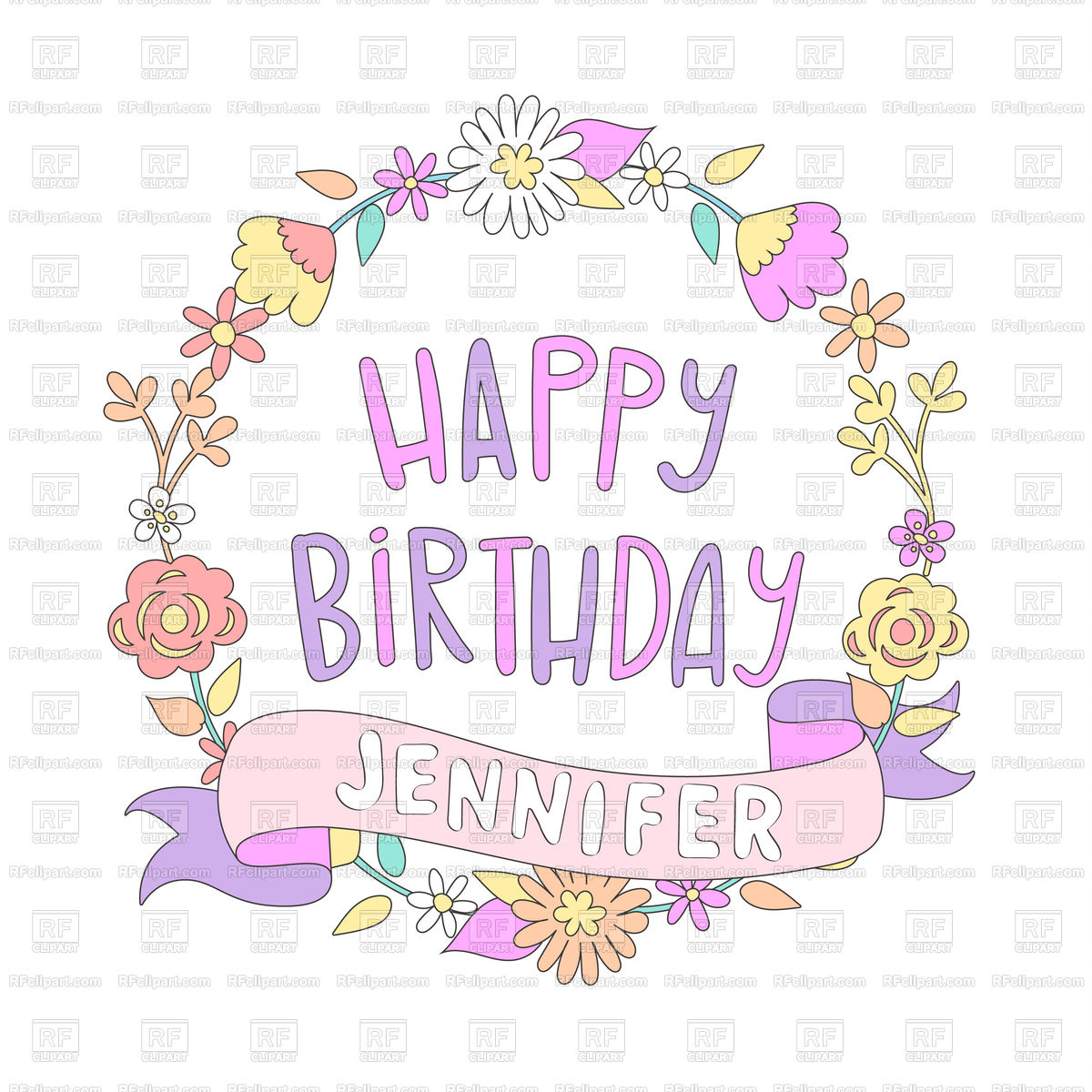 1200x1200 Happy Birthday Card With Flower Frame Vector Image Of Holiday