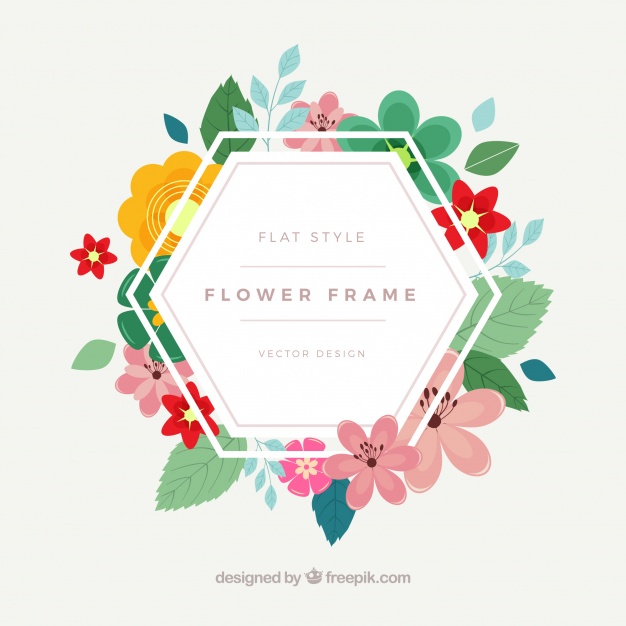626x626 Hexagonal Floral Frame Vector Free Download