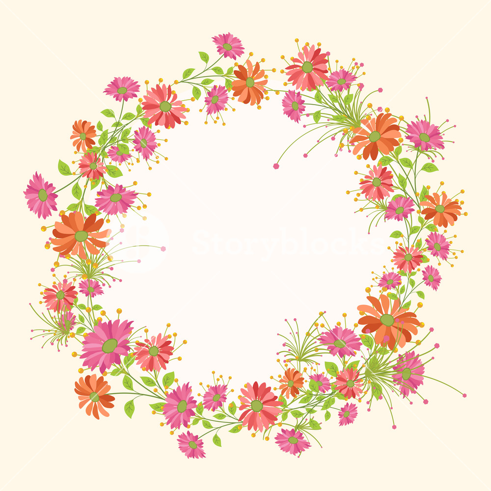 1000x1000 Romantic Flowers Frame Vector Illustration Royalty Free Stock