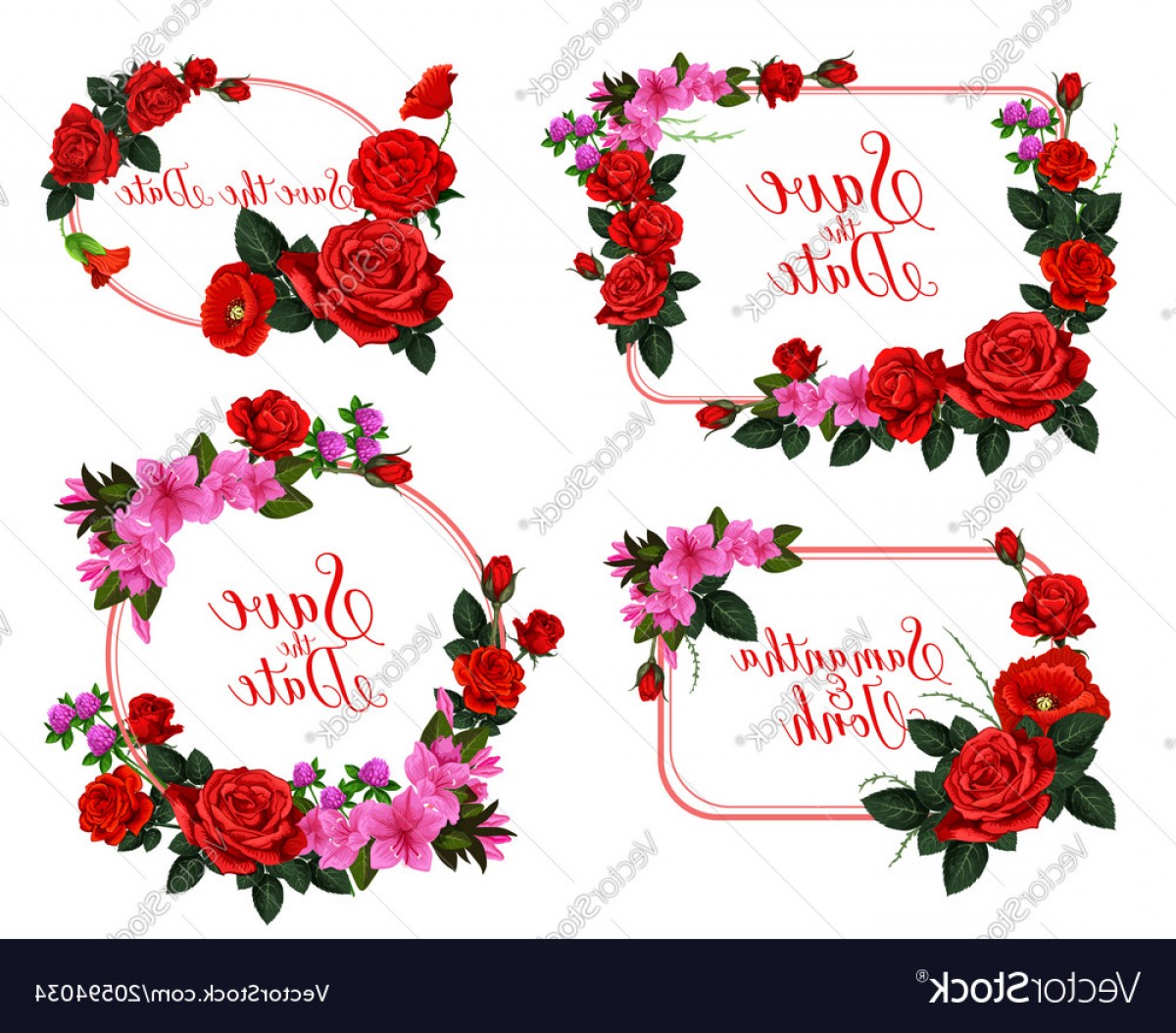 1200x1054 Wedding Invitation Card With Red Flower Frame Vector Soidergi