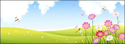 425x151 Free Dragonfly In Flower Gardens Clipart And Vector Graphics