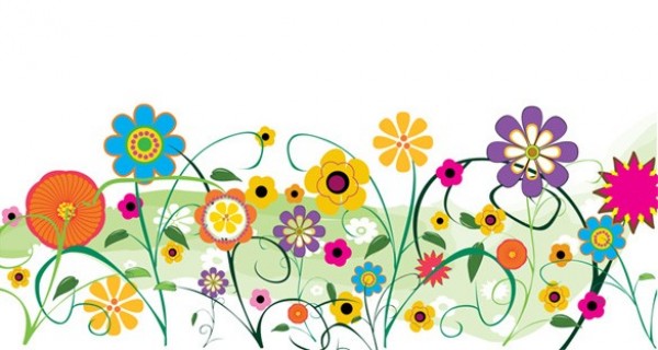 600x320 Fresh Flower Garden Abstract Vector Background