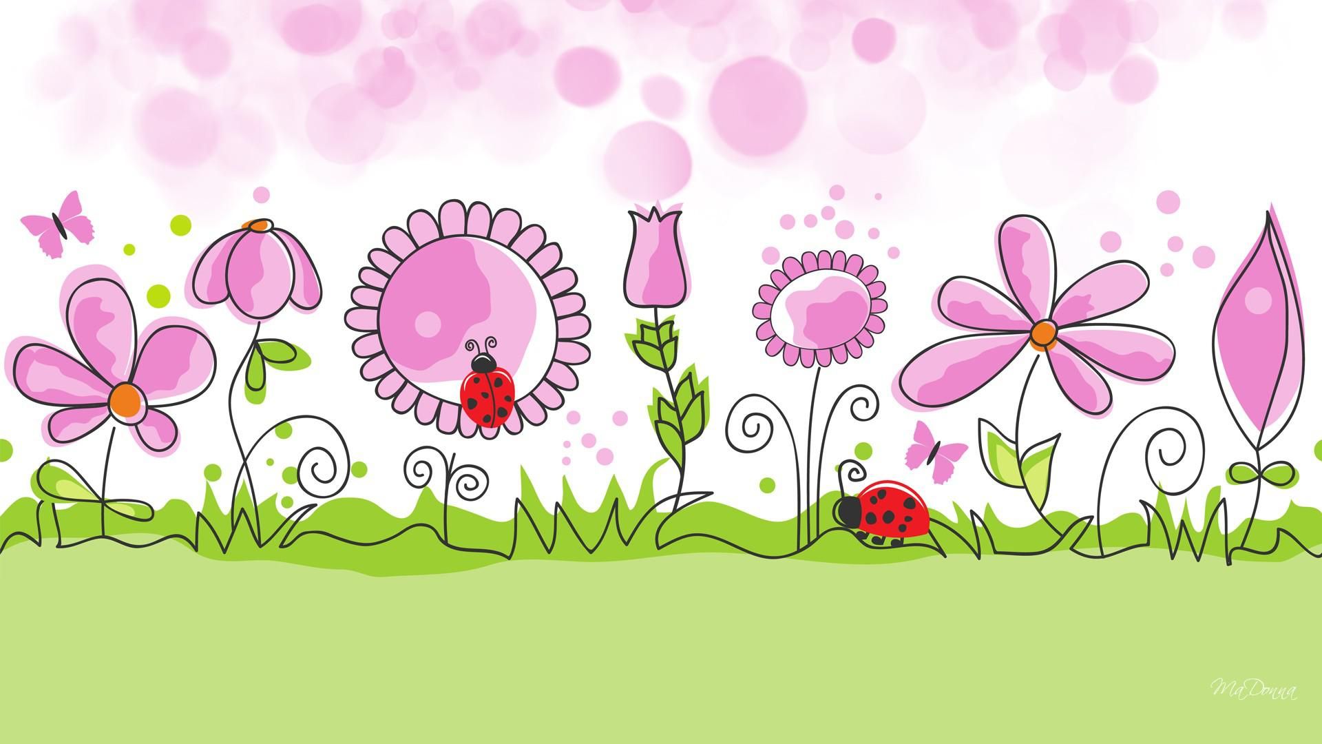 1920x1080 Hd Flower Garden Spring Vector Free Desktop Background Wallpaper