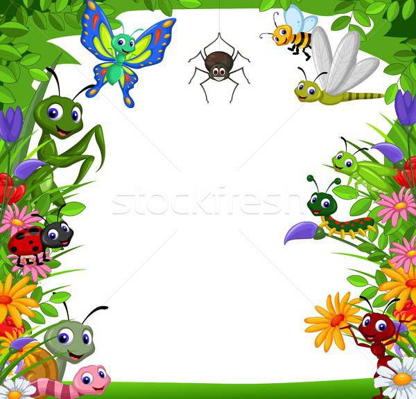 600x576 Cute Collection Of Insects In The Flower Garden Vector