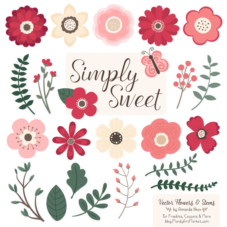 794x794 Cute Flowers Clipart In Rose Garden Rose Garden Vector Etsy