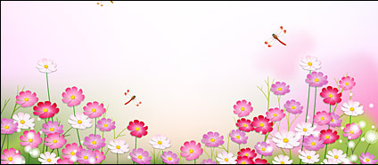 424x186 Dragonfly In Flower Garden Free Vector In Adobe Illustrator