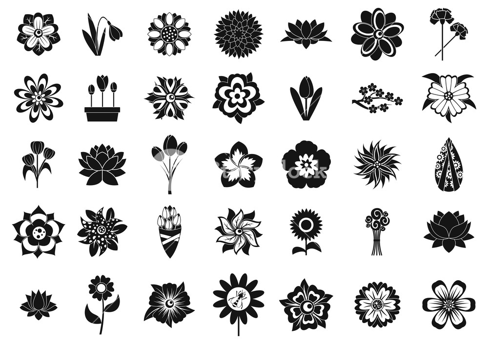 1000x706 Flower Icon Set Simple Set Of Flower Vector Icons For Web Design