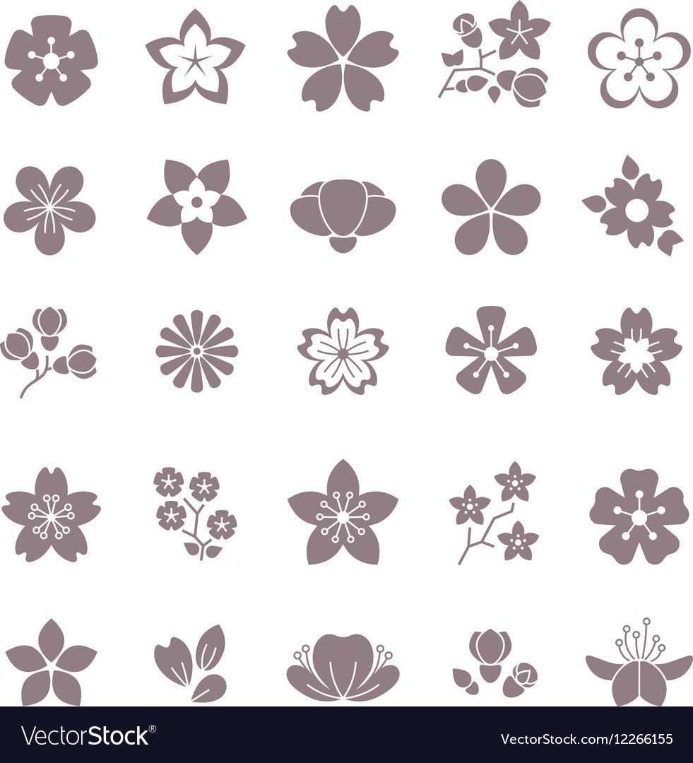 981x1080 Simple Flower Floral Graphic Icons Set Royalty Free Vector