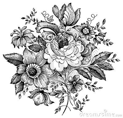 400x382 Vintage Flower Vector Illustration