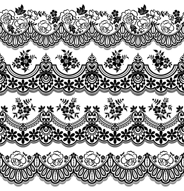 600x624 Flower With Lace Borders Black Vector Free Download
