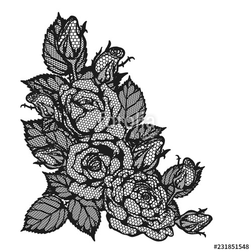 500x499 Rose Lace Vector