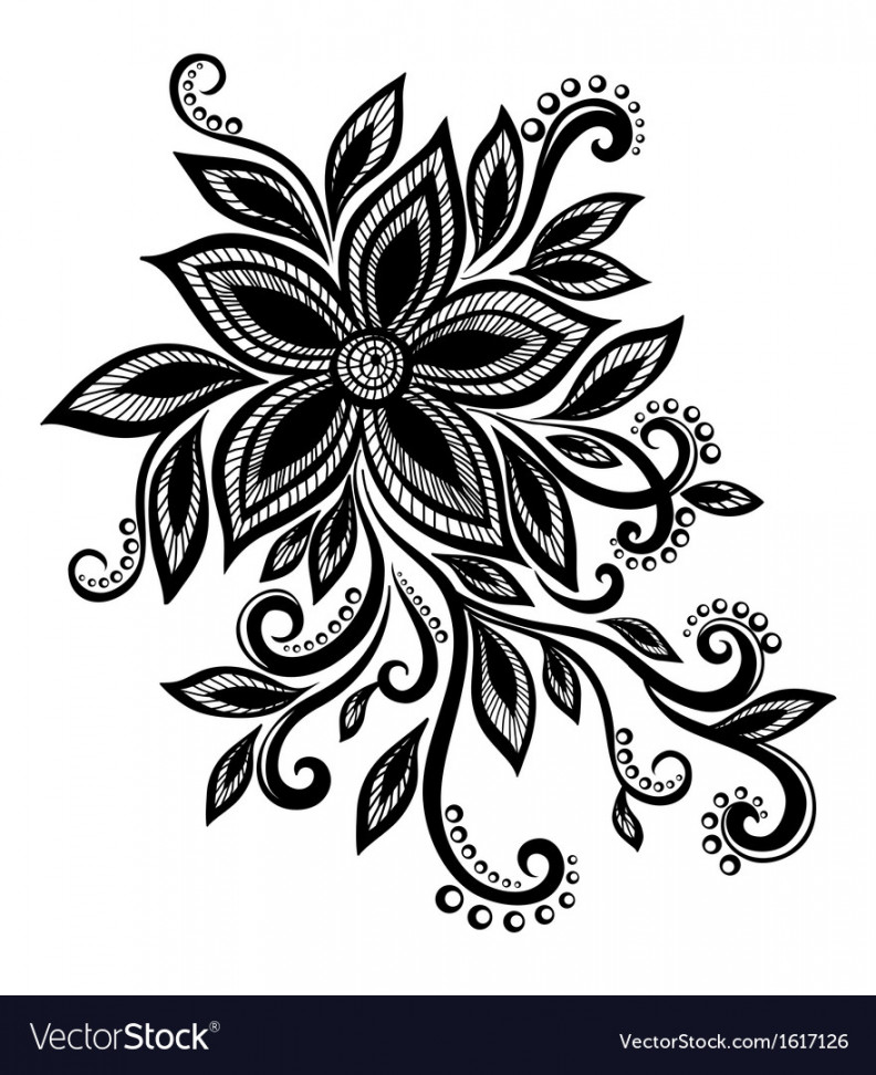 792x972 Black White Flower Lace Eyelets Design Element Vector Image