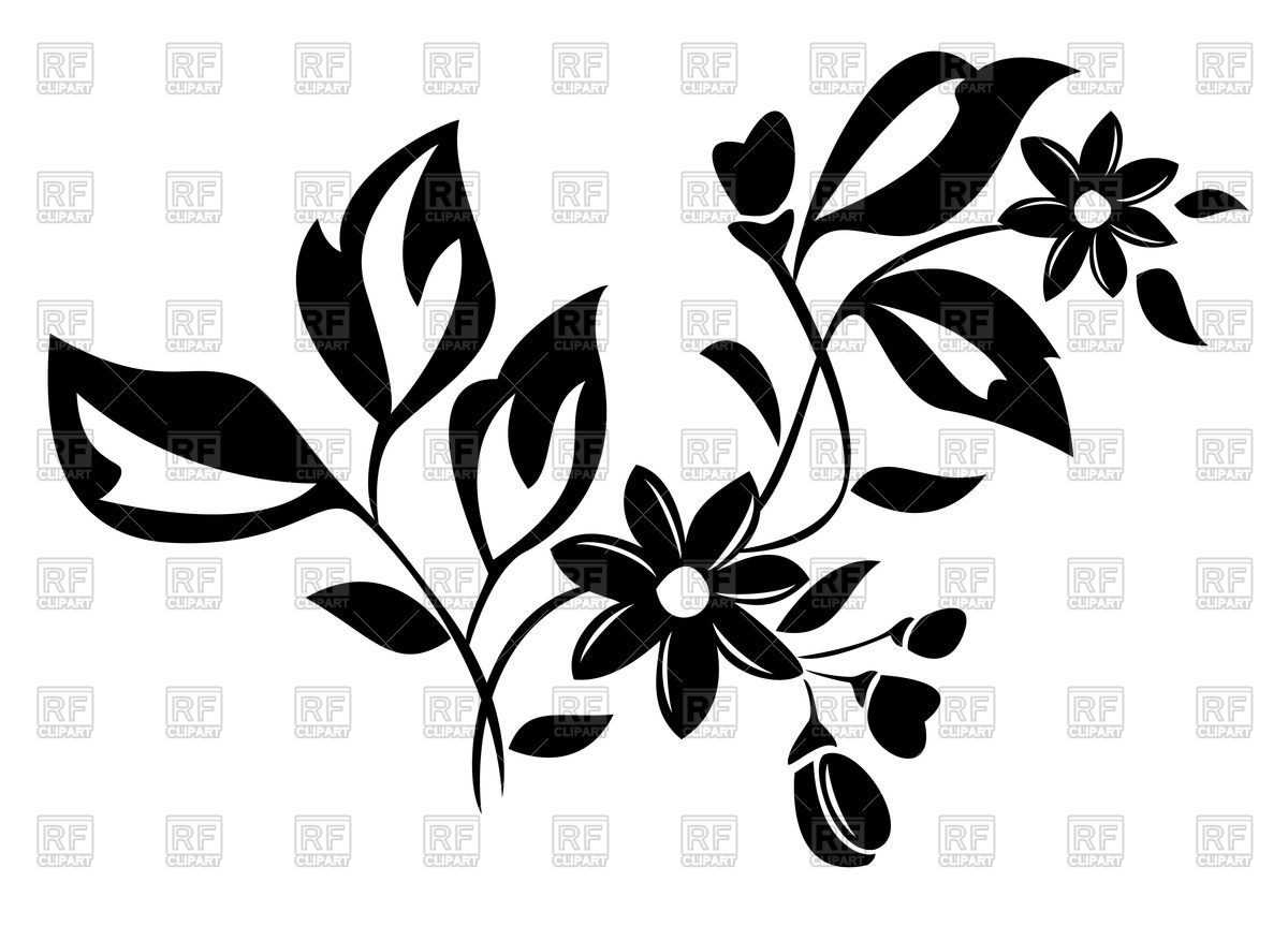 1200x863 Silhouette Of Flower With Leaves Vector Image Of Plants