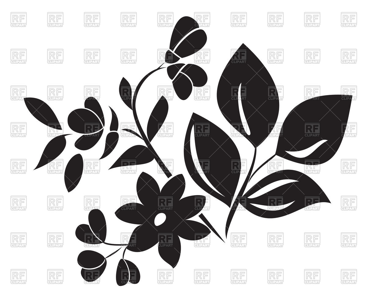 1200x997 Silhouette Of Leaves And Flower Vector Image Of Plants And Animals