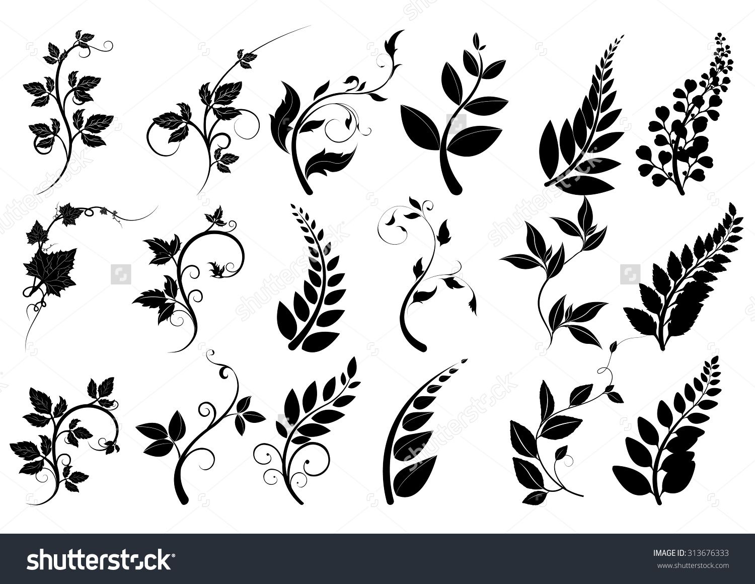 1500x1160 Silhouettes Of Trees,leaves Vector,line Borders, Text Dividers