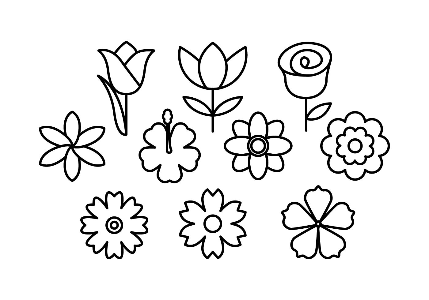 1400x980 Flower Line Free Vector Art