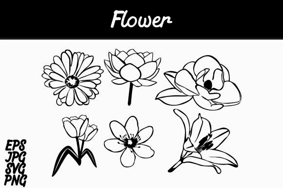 580x386 Flower Lineart Set Vector Image Bundle Graphic