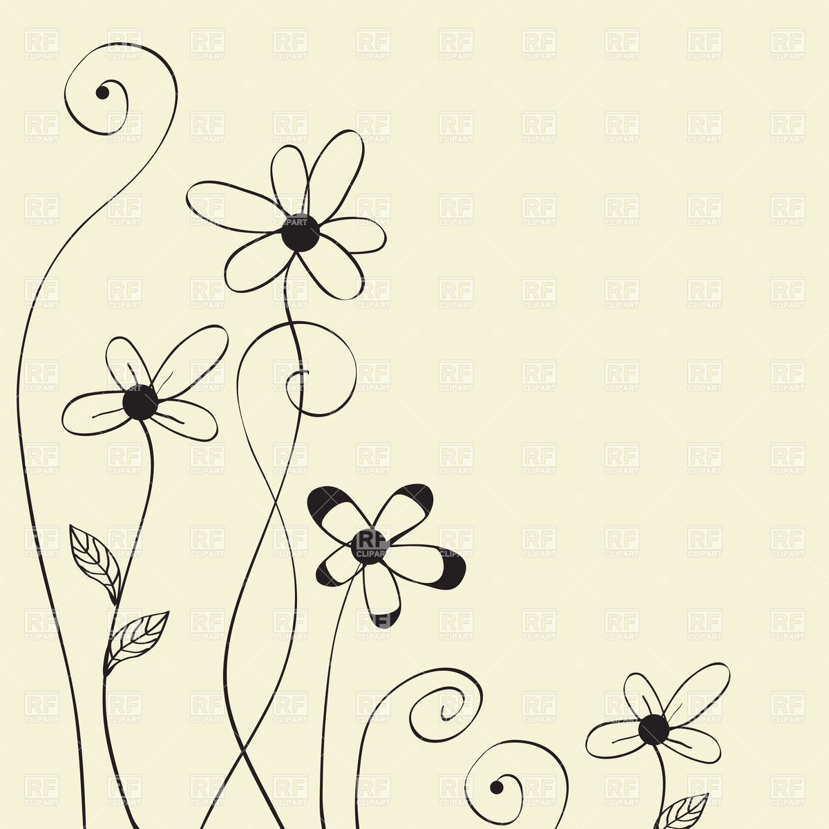 1200x1200 Very Simple, Line Style Flowers Vector Image Of Plants And Animals