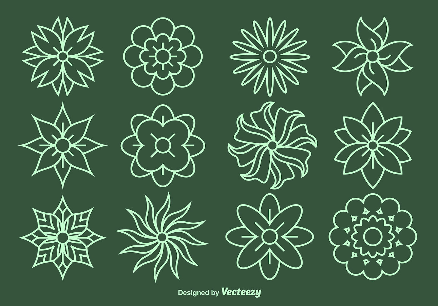 1400x980 Flower Line Free Vector Art