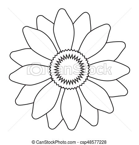 450x470 Isolated Flower Outline Isolated Outline Of A Flower, Vector