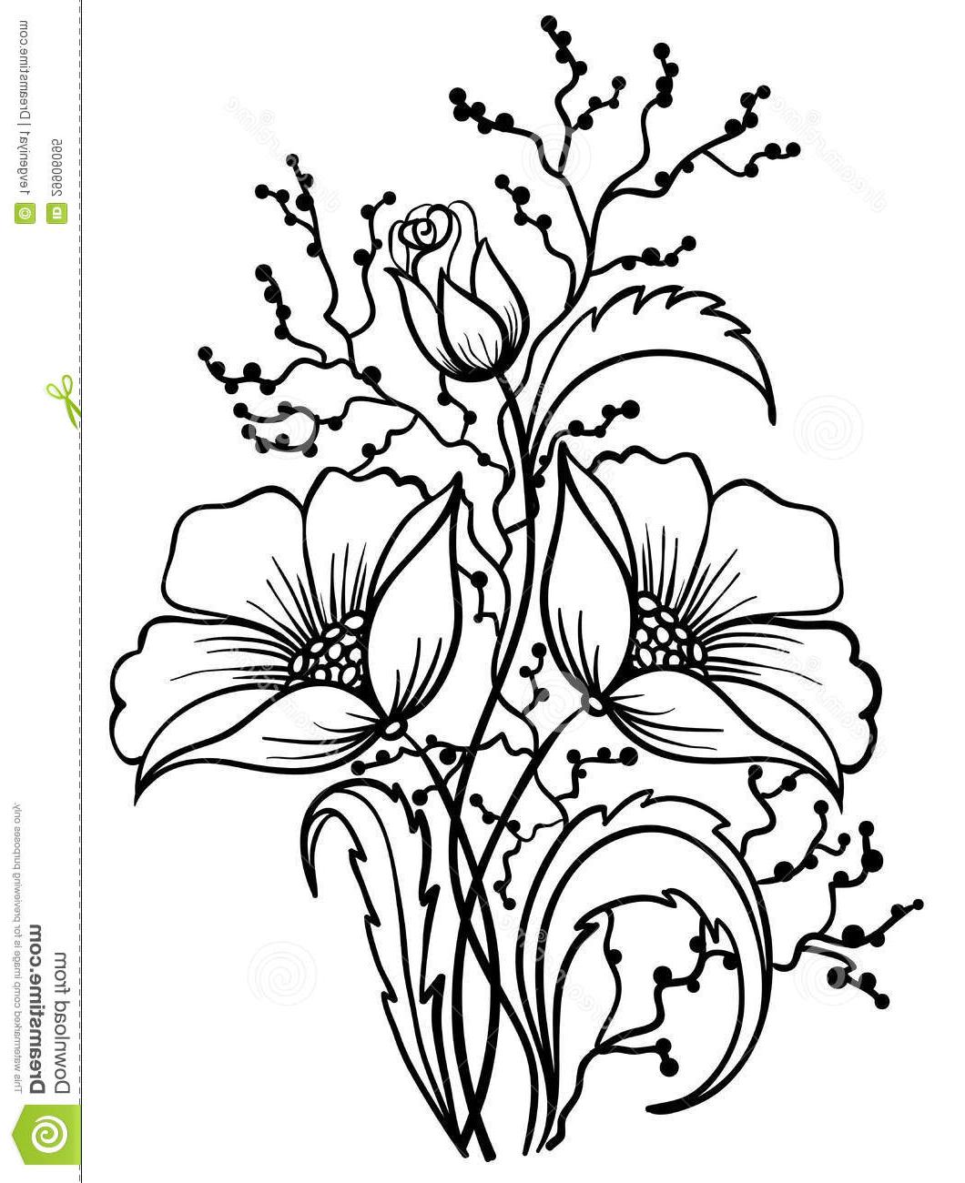 Flower Outline Vector at Collection of Flower Outline