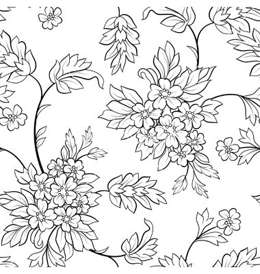 380x400 Black Outline Flower Seamless Vector Crafts Flower Outline