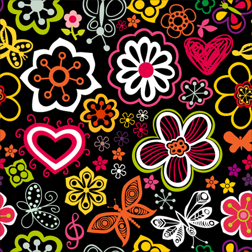 500x500 Set Of Flower Pattern Vector Art Free Download