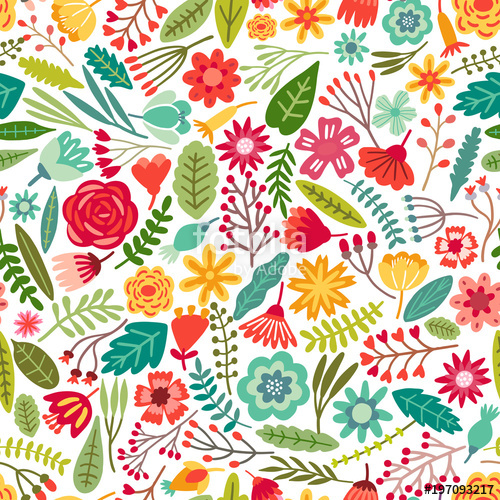 500x500 Vector Flower Seamless Pattern Floral Background Stock Image