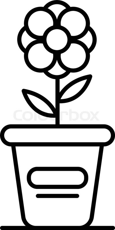 399x800 Flower Pot Icon Outline Flower Pot Stock Vector Colourbox