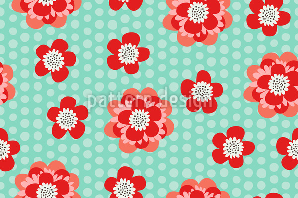 600x400 Flower Power And Dots Vector Pattern
