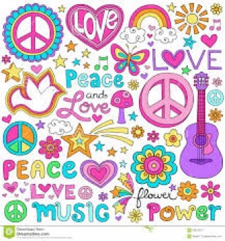 327x350 Flower Power Groovy Notebook Doodles Vector Set Design Elemente