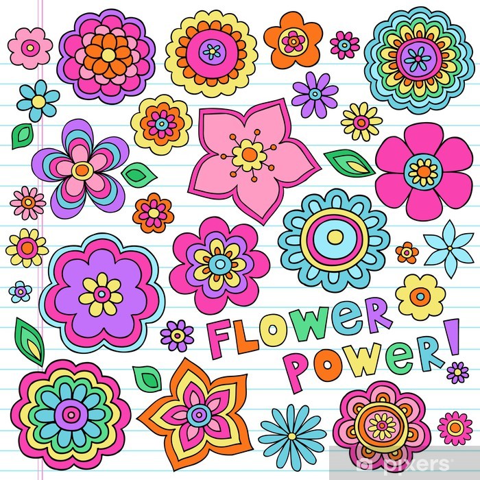 700x700 Flower Power Groovy Notebook Doodles Vector Set Design Elements
