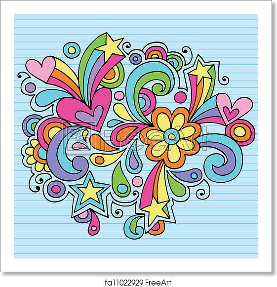 561x581 Free Art Print Of Flower Power Groovy Doodles Vector Groovy