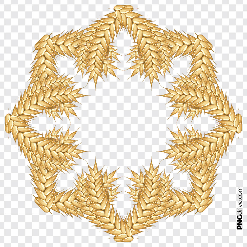 1000x1000 Golden Wheat Flower Shape Vector Png Image