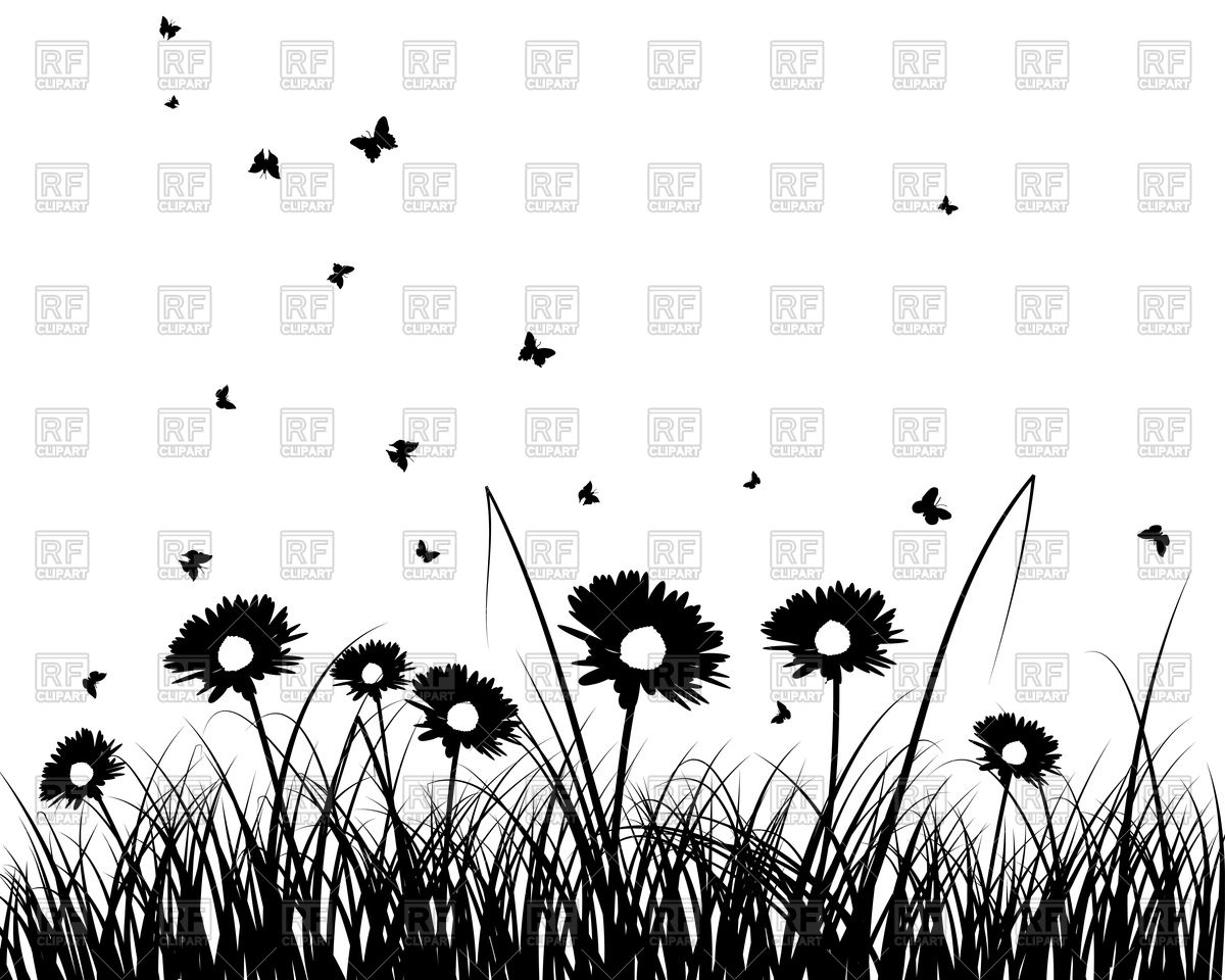 Grass And Flowers Silhouette Vector Image Of Silhouettes, Outlines 1200x960 Grass And Flowers Silhouette Vector Image Of Silhouettes, Outlines