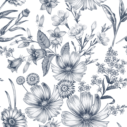 Sketch Flowers Art Pattern Seamless Vector Free Download 500x500 Sketch Flowers Art Pattern Seamless Vector Free Download