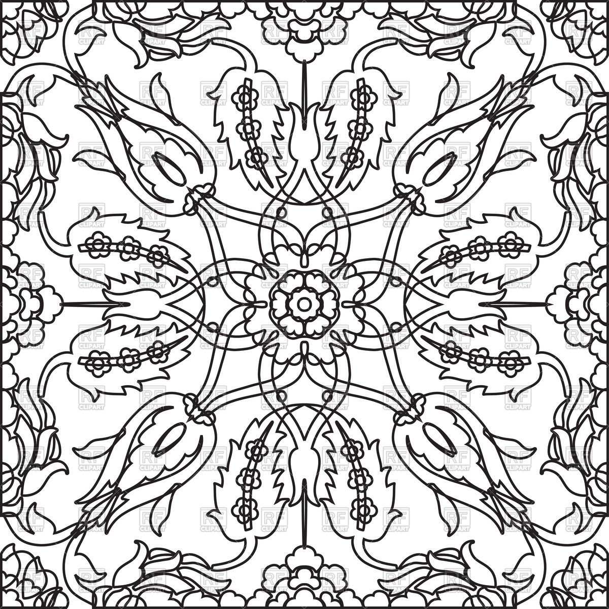 Arabesque Floral Seamless Pattern With Flowers Sketch Vector Image 1200x1200 Arabesque Floral Seamless Pattern With Flowers Sketch Vector Image